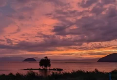 湖北町の風景・日本の夕日百選に選ばれた夕焼け