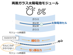 両面ガラス太陽電池モジュール