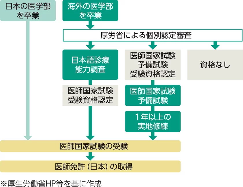 図1) 日本の医師国家試験の流れについて