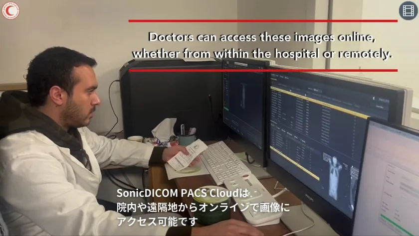 パレスチナ赤新月社がSonicDICOM PACS Cloudを活用している様子