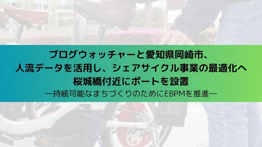 ブログウォッチャーと愛知県岡崎市、
人流ビッグデータを活用し、シェアサイクル事業を最適化へ
桜城橋付近にポートを設置