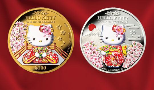 ハローキティ40周年を記念して日本の桜とハローキティが外国の記念金貨 ...