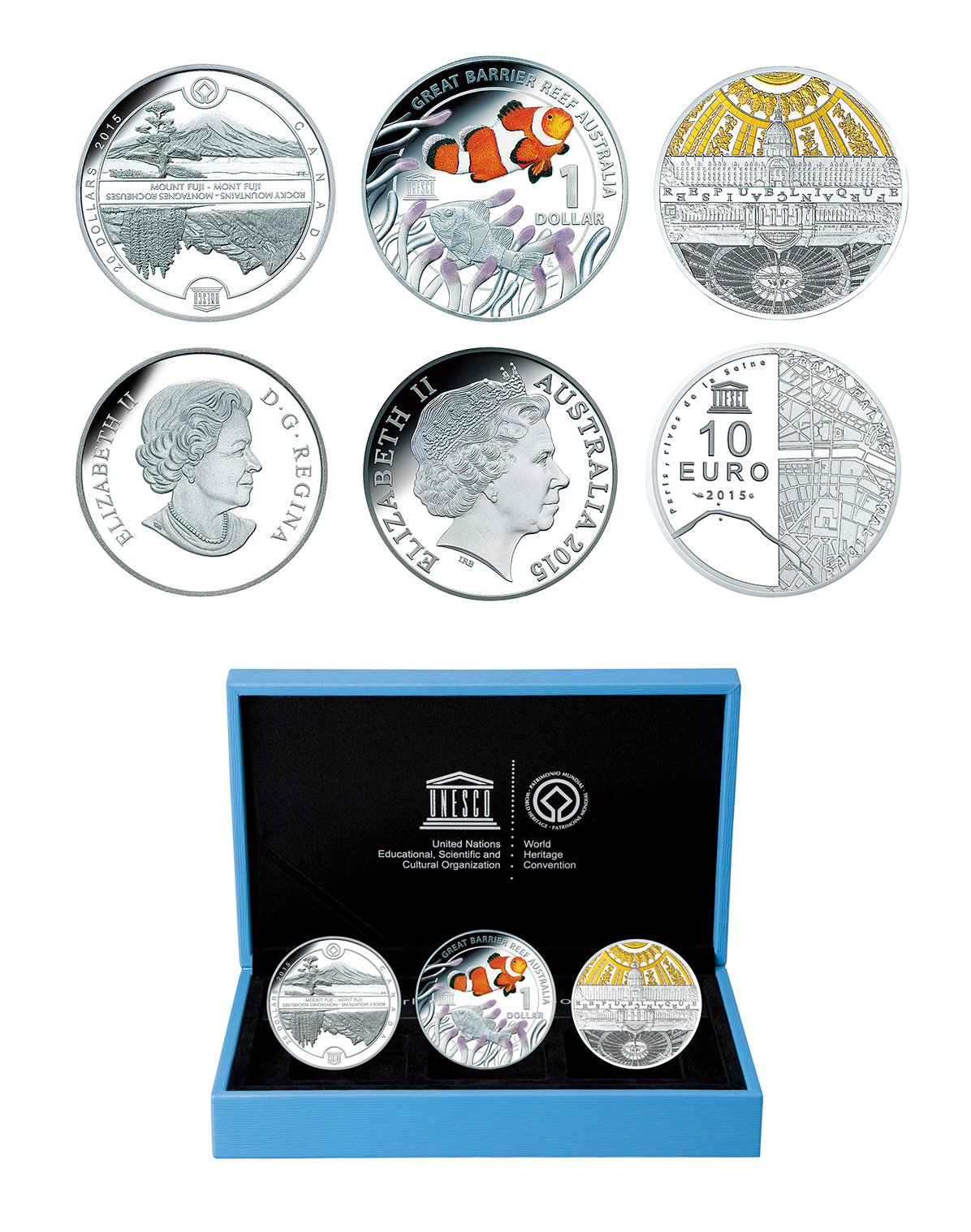 希少ユネスコ世界遺産７０周年記念銀貨３枚セットユネスコ