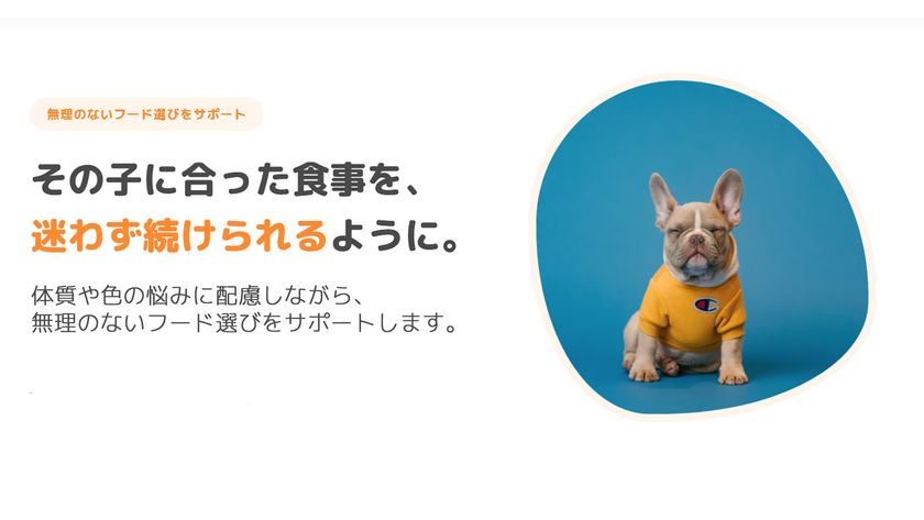 【業界初】不耐性検査からフード選びまでをワンストップで
愛犬の「体質」に合わせた新サービス「フードサポート」開始