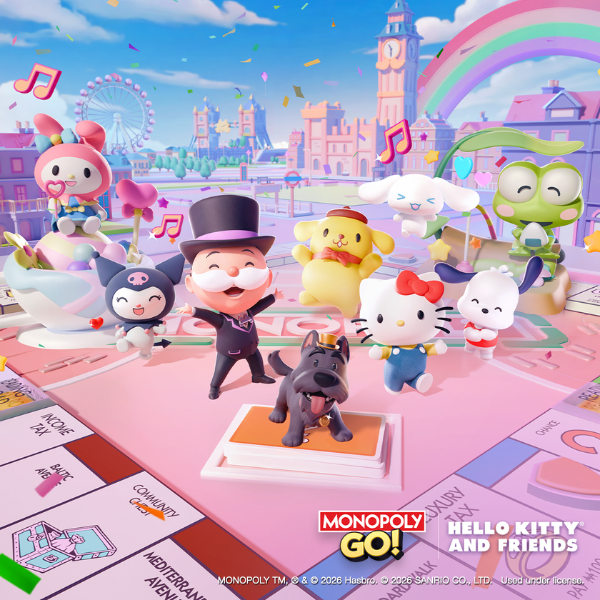 Scopelyが手掛ける、大ヒットモバイルゲーム
「MONOPOLY GO!」ハローキティアンドフレンズコラボを開催!
3月11日~3月30日まで、大人気のサンリオキャラクターたちが、「MONOPOLY GO!」のミニゲームやアイテムなどになって登場。