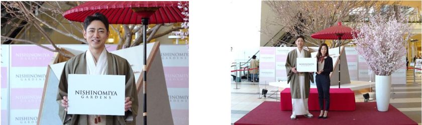 「阪急西宮ガーデンズ 春のお花見会」開催
着物に身を包んだ俳優・小泉孝太郎さんが、
桜の木の下で日本酒を嗜む