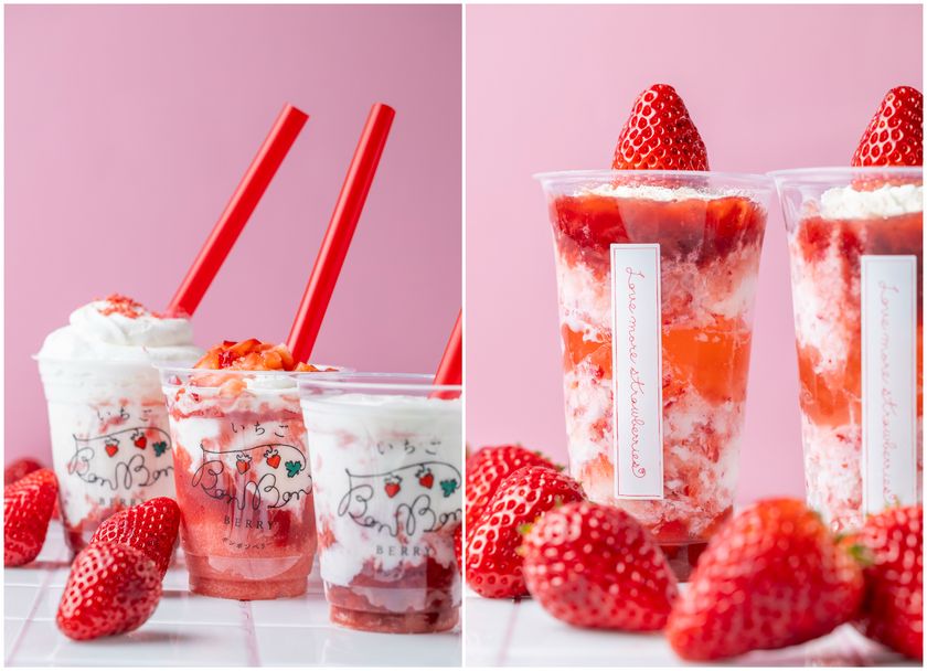 今年もやってきた!
熱海のビル一棟まるごといちごスイーツ専門店より
毎年人気のかき氷が登場&新作いちごフラッペが
4/25(土)から発売!