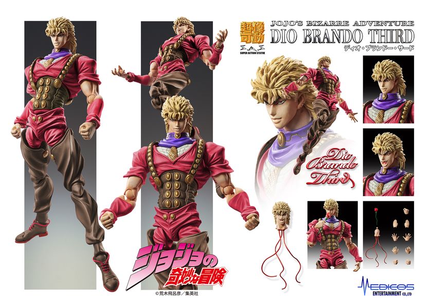 超像可動『ジョジョの奇妙な冒険』より、
アナザーカラー&限定特典付きの「ディオ・ブランドー・サード」
「ディエゴ・ブランドー・サード」、クリアカラーの
「クレイジー・ダイヤモンド Ver.CLEAR & GOLD」が登場!!