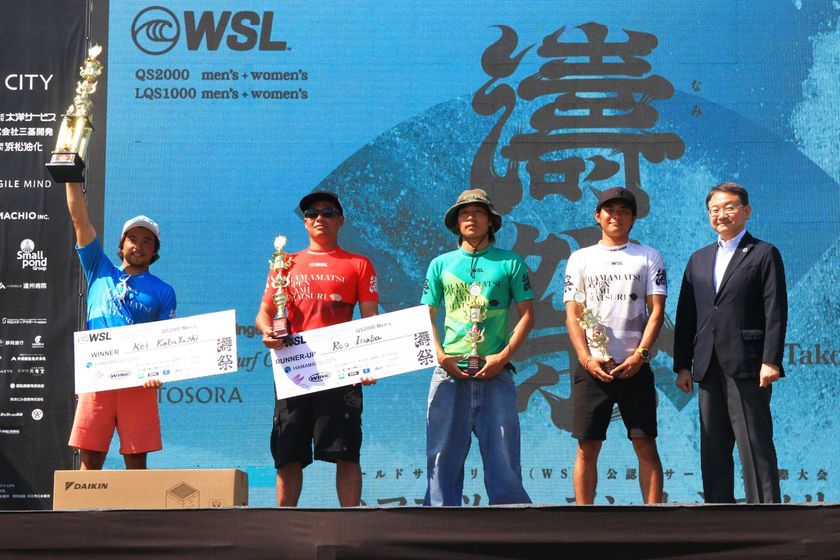 静岡県浜松市で行われたWSL公認大会
「Hamamatsu Open Nami Matsuri LQS 1000 / QS2000」
開催 男子はQSの小林 桂とLQSの井上 鷹が優勝
女子はQSが川瀬 心那、LQSはD.ノヴィタサリが制覇