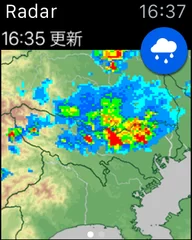 アプリ画面 - 雨雲が接近