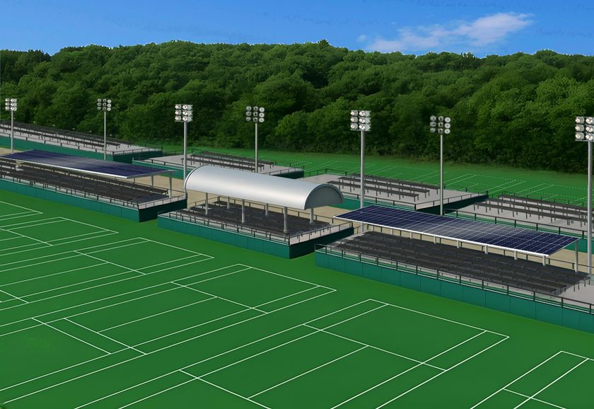 エクソル、企業版ふるさと納税を活用し
京都府福知山市「三段池公園テニスコート」に
ソーラーシェルターを寄付
