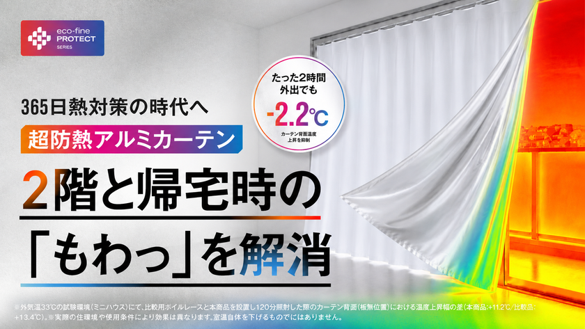 外出時に“閉める”ことで家を“守る”新習慣
1年中エアコンを頑張らせない“9機能”超防熱シールドカーテンが
8/2(日)クラウドファンディングMakuakeにて公開