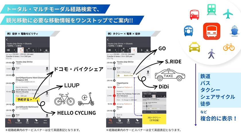 「乗換案内」アプリ、
マルチモーダル経路検索を多言語で提供開始