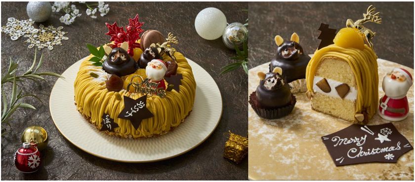 第一ホテル両国のクリスマスケーキ2026
江戸の怪談「おいてけぼり」が、
心温まるクリスマスの物語に!
昭和レトロなたぬきが主役のモンブラン