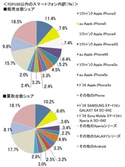 TOP100以内のスマートフォン内訳（％）